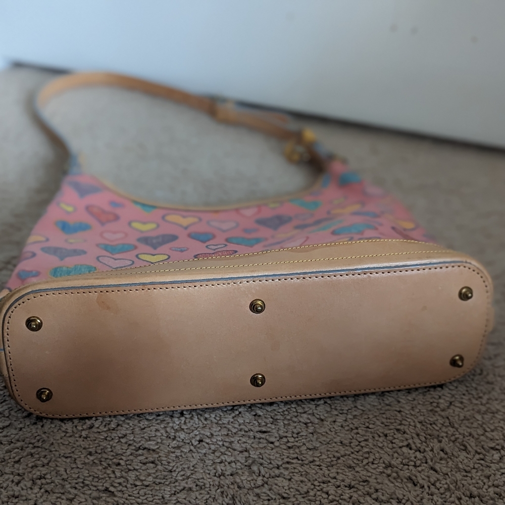 Vintage RARE pink multicolor hearts preloved Dooney & Bourke shoulder bag HTF - Picture 8 of 13